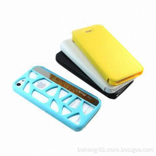 Flip leather case for iPhone 5C, metal decoration part